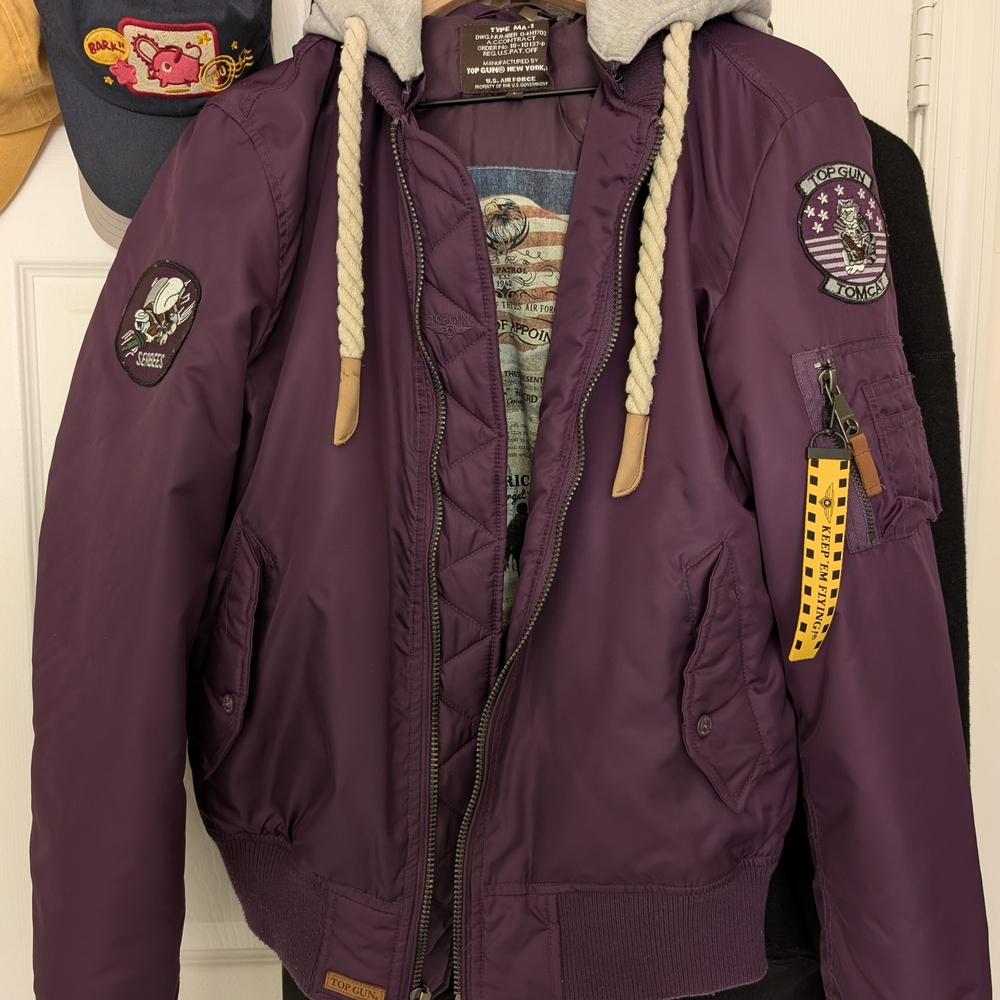Top Gun MA-1 Bomber - Purple W/ Removable Hood